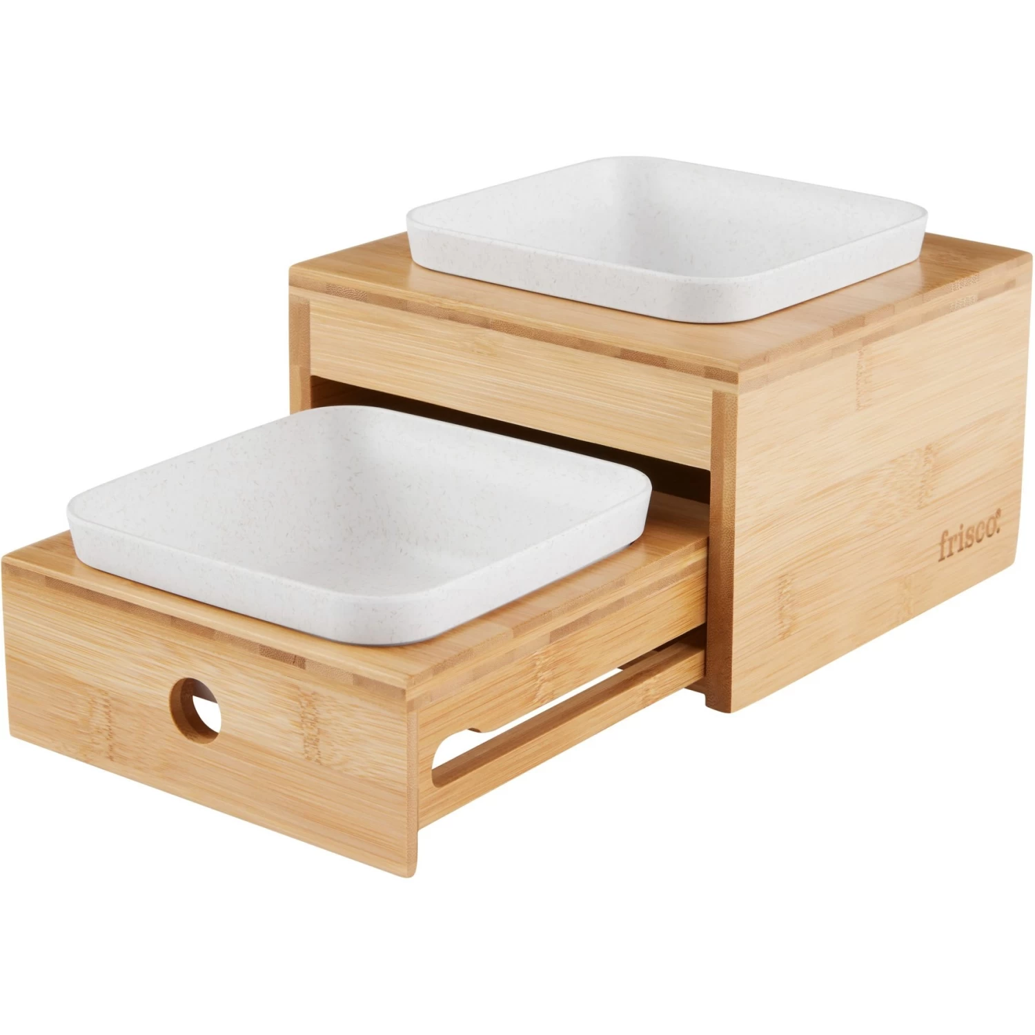 Frisco Elevated Non-Skid Bamboo Melamine Bowl Double Diner With Bamboo Stand 3 Frisco Elevated Non-Skid Bamboo Melamine Bowl Double Diner With Bamboo Stand