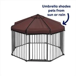 Frisco Outdoor Galvanized Steel 8-Panel Configurable Gate And Playpen With Oxford Roof -Frisco 507086 PT2. AC SS1800 V1669212042