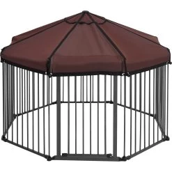 Frisco Outdoor Galvanized Steel 8-Panel Configurable Gate And Playpen With Oxford Roof -Frisco 507086 PT3. AC SS1800 V1666021842