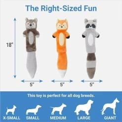 Frisco Forest Friends Stuffing-Free Skinny Plush Squeaky Dog Toy + 3 Items -Frisco 582478 PT2. AC SS1800 V1658239416