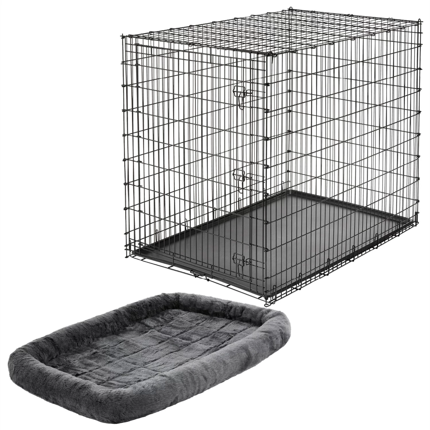 Frisco Heavy Duty Single Door Wire Dog Crate & MidWest Quiet Time Fleece Dog Crate Mat 3 Frisco Heavy Duty Single Door Wire Dog Crate & MidWest Quiet Time Fleece Dog Crate Mat