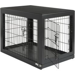 Frisco Double Door Furniture Style Dog Crate, Black & Frisco Swirl Dog Crate Mat -Frisco 947710 PT1. AC SS1800 V1693600814